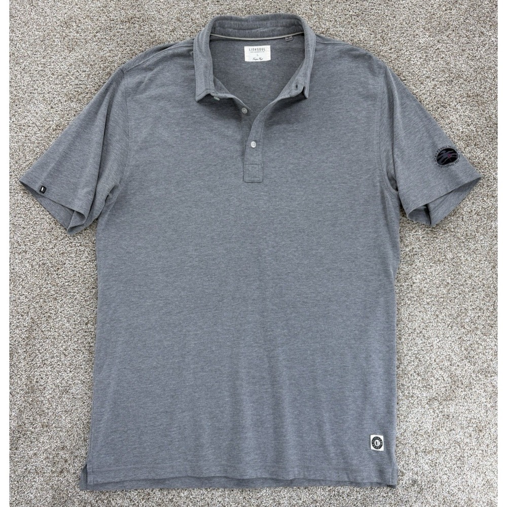 Linksoul AT&T Pebble Beach Golf Polo Mens L Gray Luxury Performance Cotton Blend